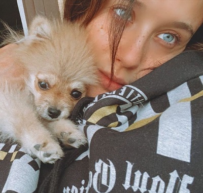 Maria Pedraza with her pet