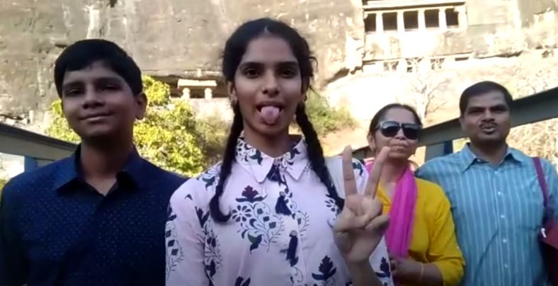 Nandita Banna with her mom, dad, and brother