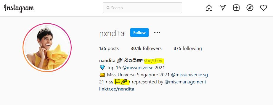 Nandita Banna's Instagram account