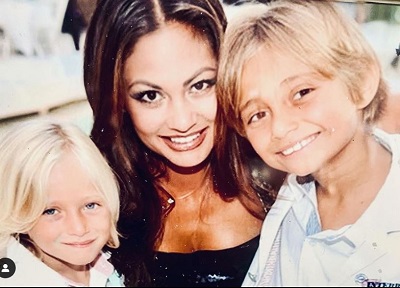 Orianne Cevey with her two sons Nicholas Collins and Mathew Thomas Clemence