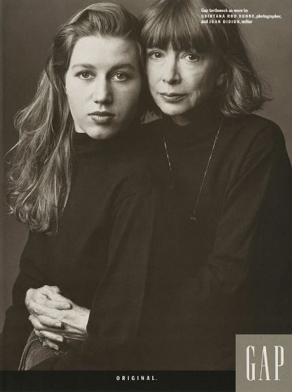 Quintana featured on GAP magazine cover along with her mother Joan Didion in 1989