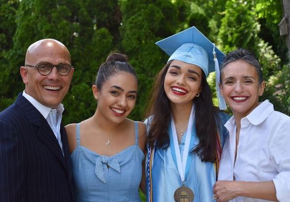 Rachel Zegler with her father mother and sister