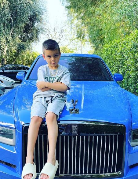 Reign Disick with his dads car