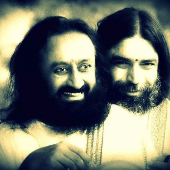 Rishi Nityapragya with his guru Sri Sri Ravi Shankar Ji