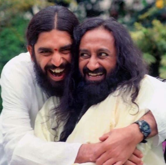 Rishi Nityapragya with his mentor Sri Sri Ravi Shankar Ji