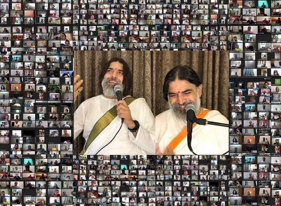 Rishiji during an online Art of Living Advanced Meditation Program