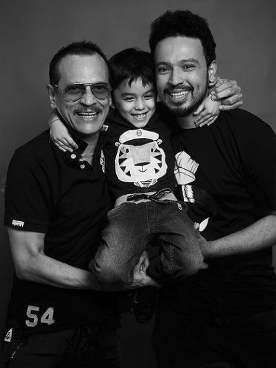 Rohan Shrestha with his father and brother