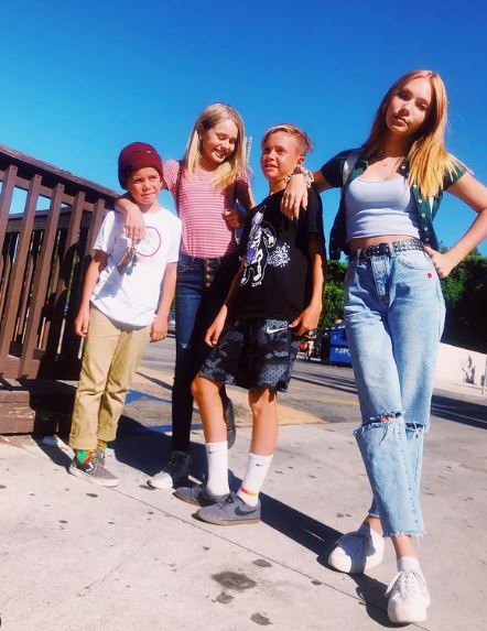 Ruby Rose Turner with her sister and brother
