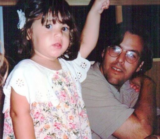 The childhood image of Angie Varona with her father