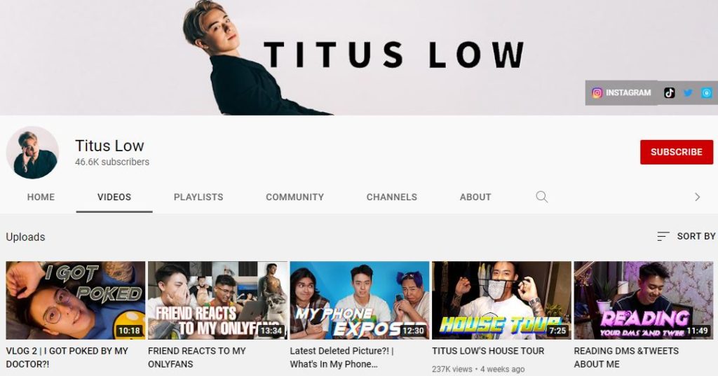 Titus Low YouTube channel