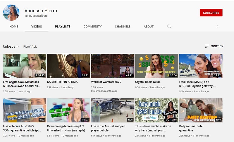 Vanessa Sierra YouTube channel