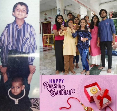 Vartika Jha childhood picture with her brother