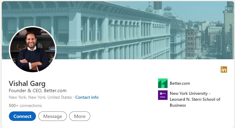 Vishal Garg's LinkedIn