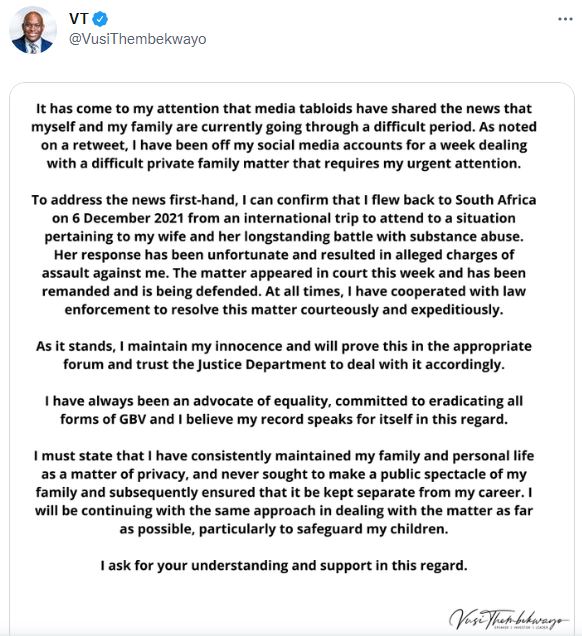 Vusi Thembekwayo's tweet