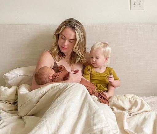 Whitney Leavitt with her son and daughter