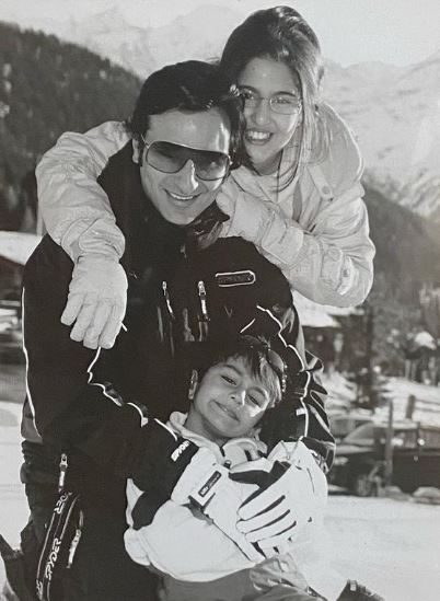 An old photo of Ibrahim Ali Khan with his sister Sara and dad Saif Ali Khan