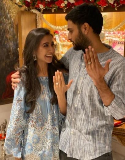 Anmol Ambani with his fiancée