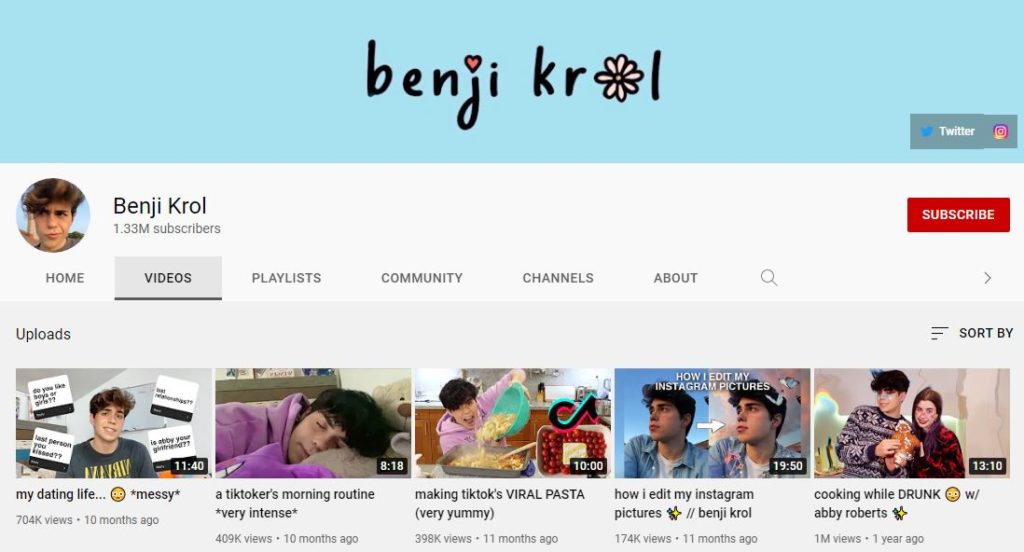 Benji Krol YouTube channel