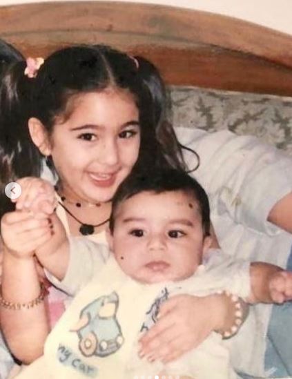 Childhood photo of Ibrahim with his sister Sara Ali Khan