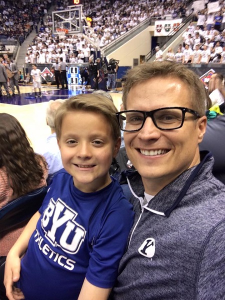 Dave Bateman with his son