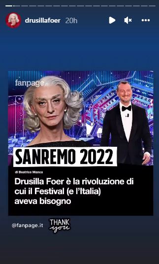Drusilla Foer appeared in Sanremo 2022 festival