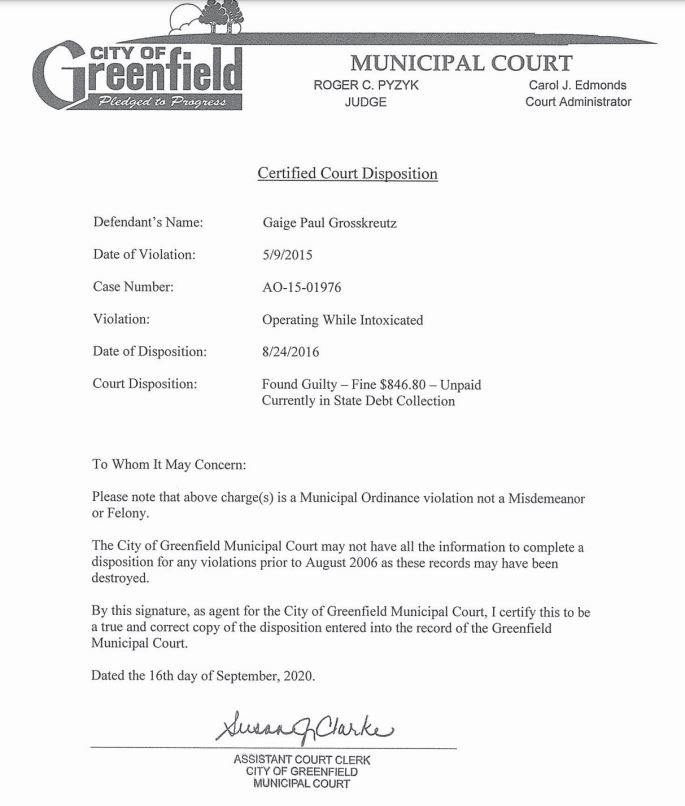 Gaige Grosskreutz criminal records