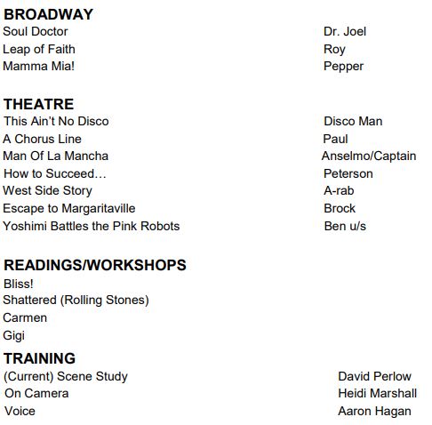 Ian Paget broadways and theatre shows list