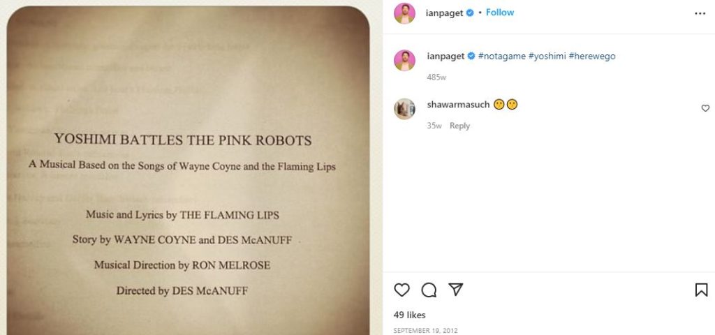 Ian Paget's first IG post