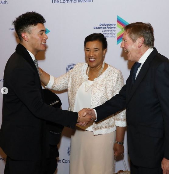 Jackson Mawhinney with his father and mother
