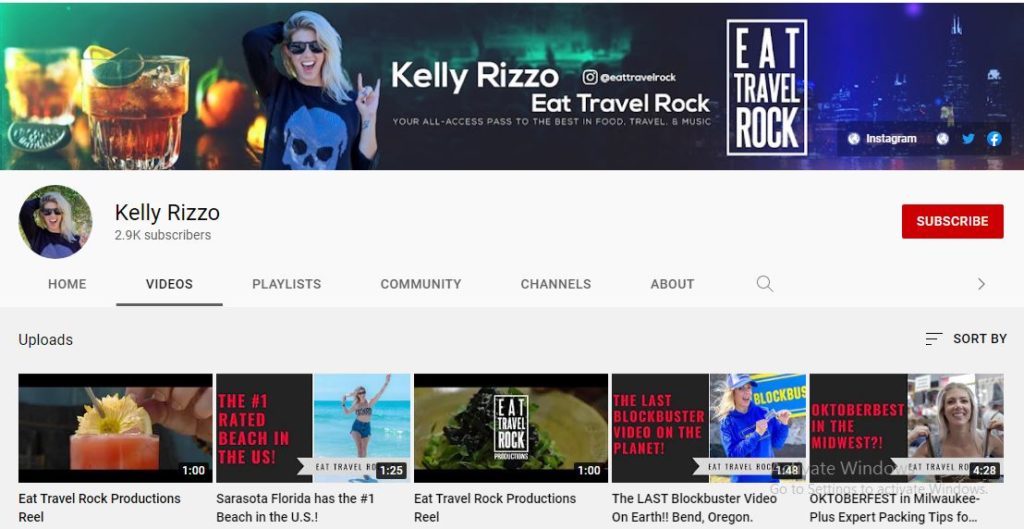 Kelly Rizzo Youtube channel