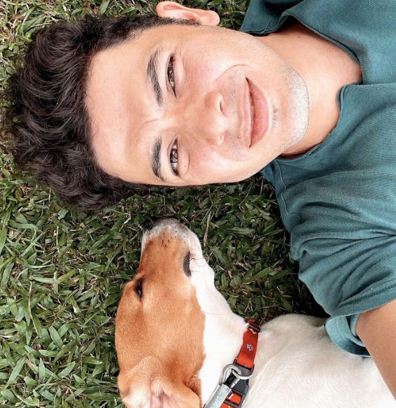 Lamar with his pet dog