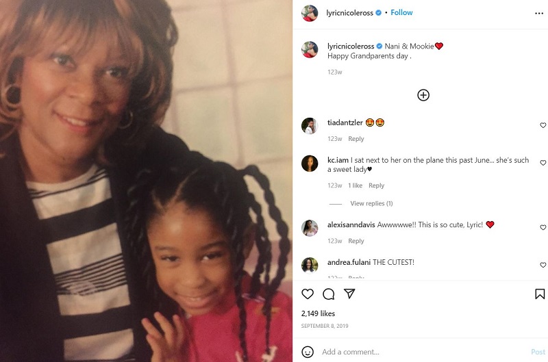 Lyric Ross shared a post for her grandmother