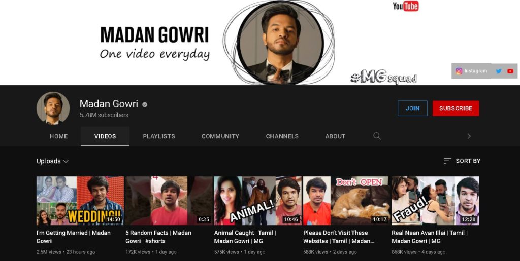Madan Gowri YouTube videos