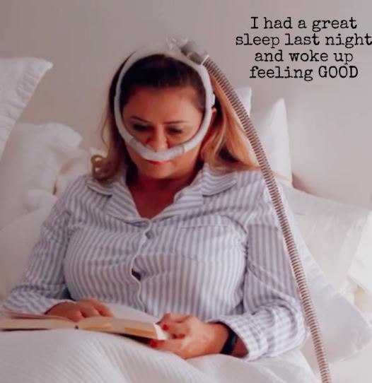 Mishel uses CPAP machine while sleeping