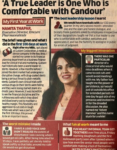 Namita Thapar Career & Profession