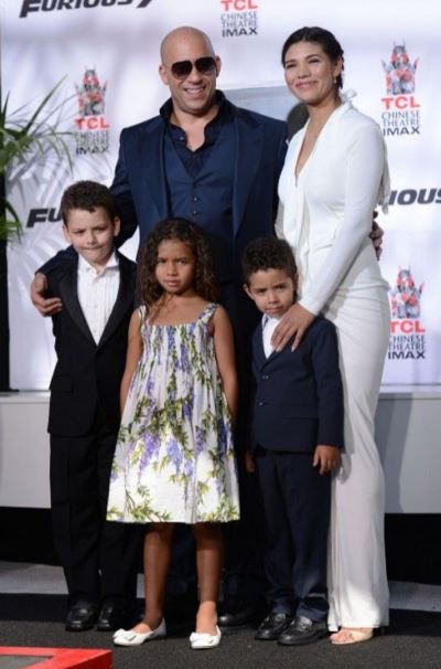 Paloma with her partner Vin Diesel and kids Pauline Sinclair, Vincent Sinclair, and Hania Riley
