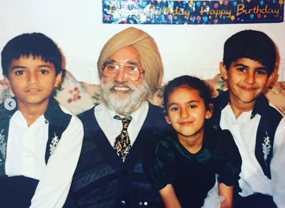Preet with her grandfather and siblings