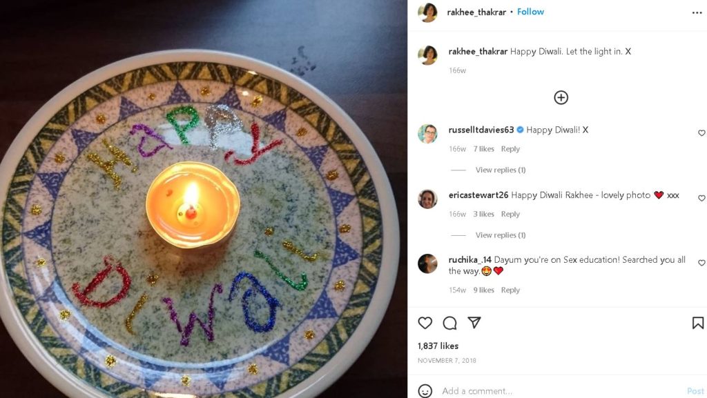 Rakhee Thakrar likes to celebrate Diwali