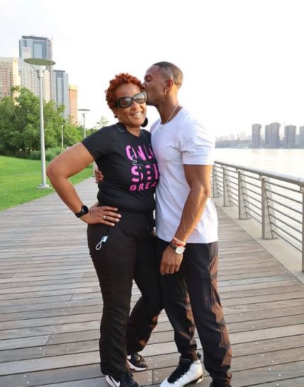 Riley Christian with his mother