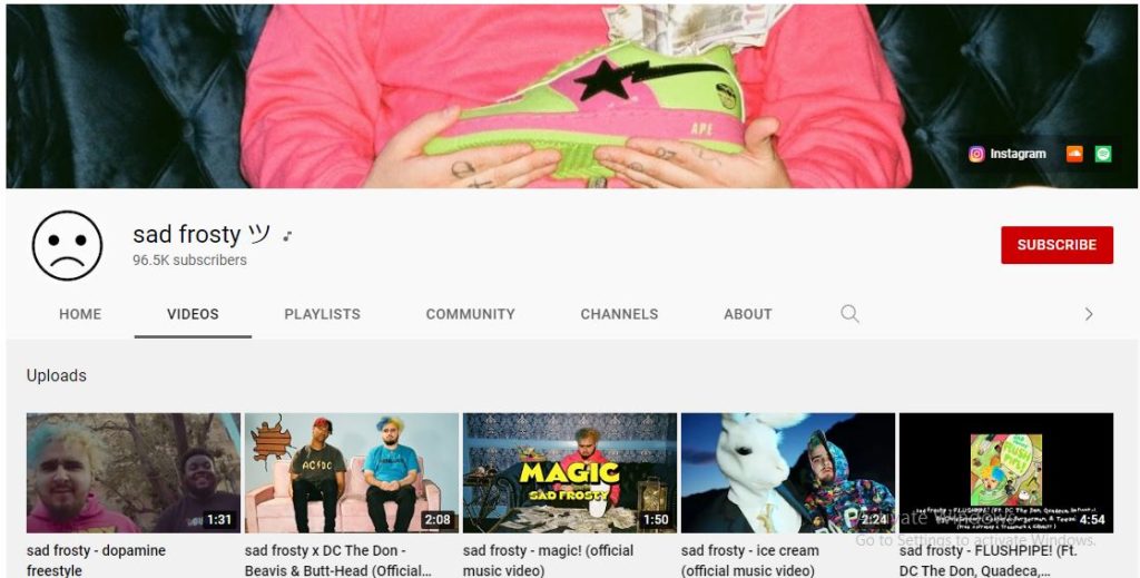 Sad Frosty Youtube channel