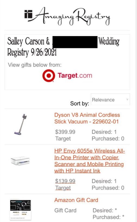 Salley Carson Wedding Website & Wedding Registry