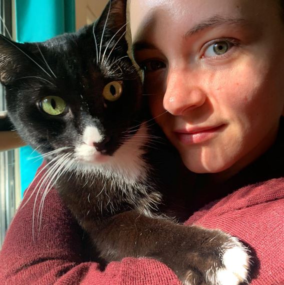 Sandra with her pet cat