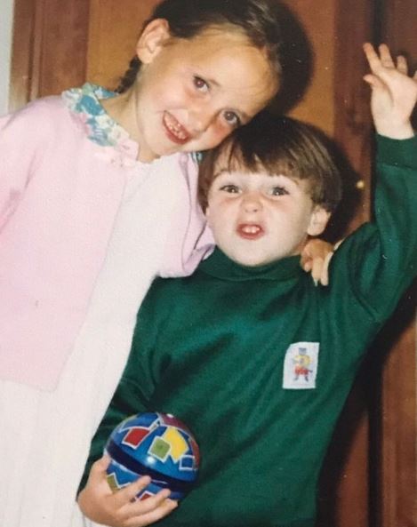 Sean's old photo with his sister Rachel Ward