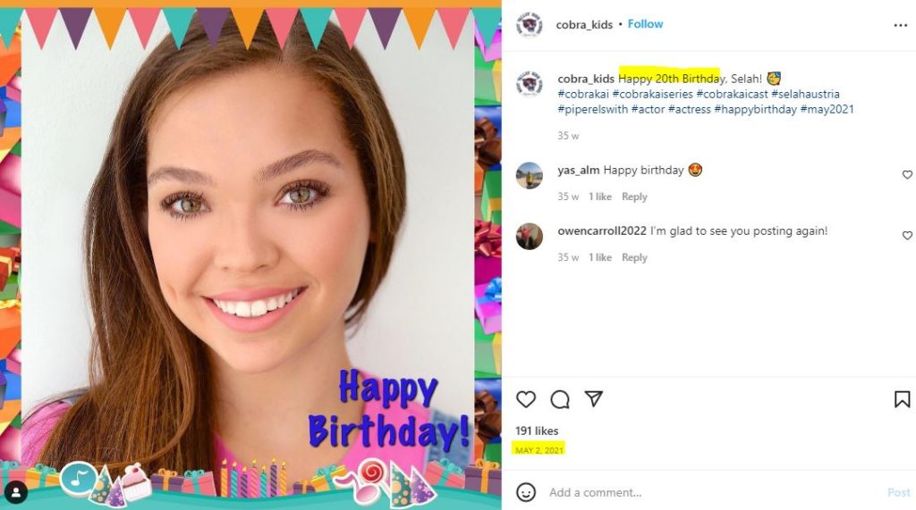 Selah Austria birthday
