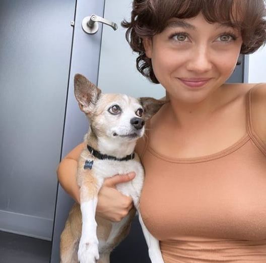 Sydney with her pet dog