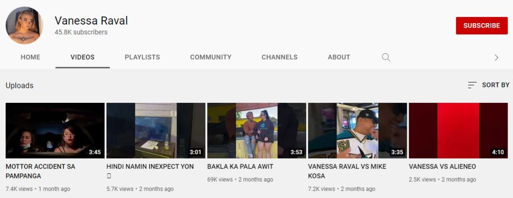 Vanessa Raval's Youtube channel