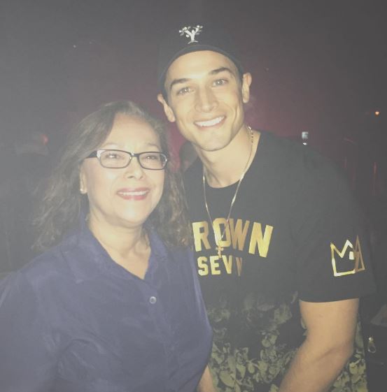 Andrew Grey with his mother