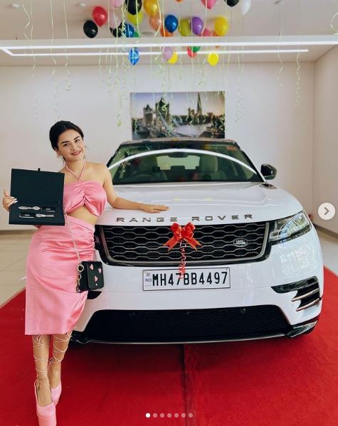 Avneet Kaur with her brand new Range Rover