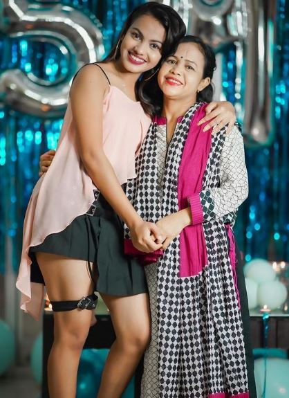 Beauty Khan with her mother