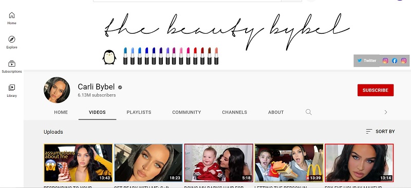 Carli Bybel YouTube channel